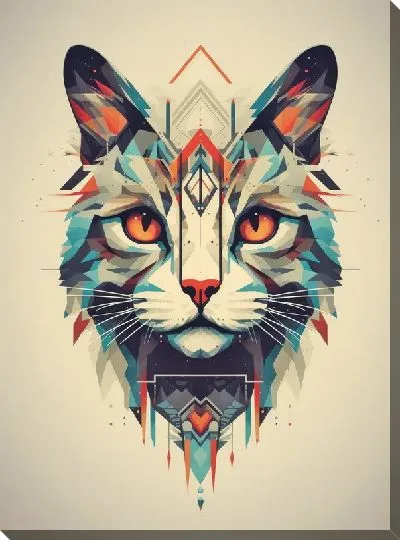 Картина маслом Кошка в стиле арт №73