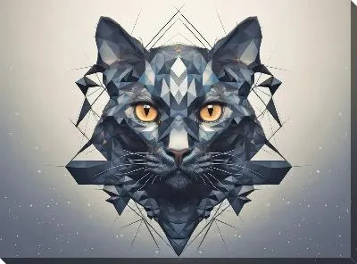 Картина маслом Кошка в стиле арт №74