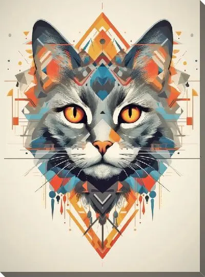 Картина маслом Кошка в стиле арт №75