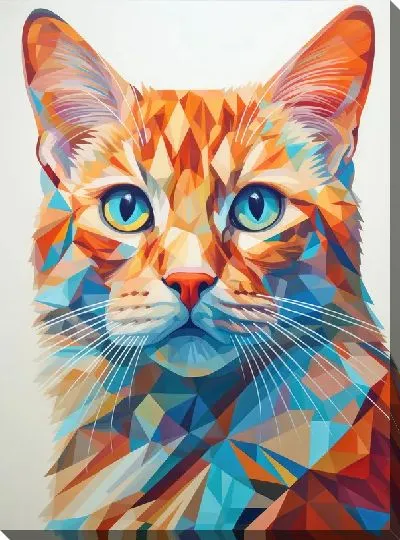 Картина маслом Кошка в стиле арт №77