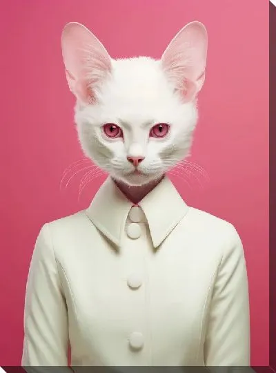 Картина маслом Кошка в белом костюме