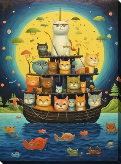 Картина маслом Дерево кошек