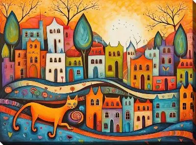 Картина маслом Гуляющая кошка