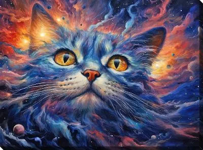 Картина маслом Кошка в стиле арт №78