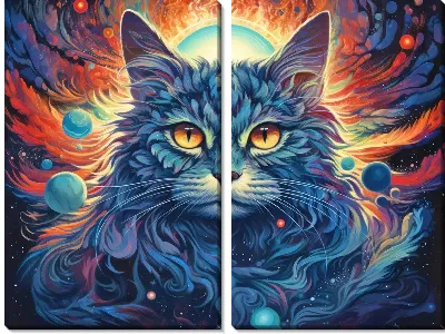 Модульная картина Кошка в стиле арт №79