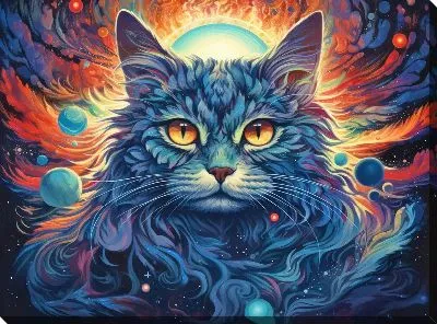 Картина маслом Кошка в стиле арт №79