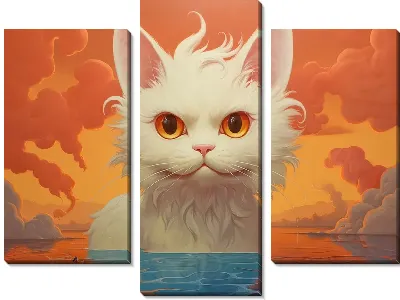 Модульная картина Кошка в воде