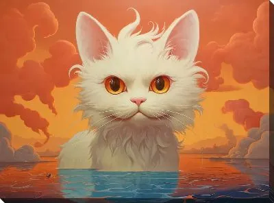 Картина маслом Кошка в воде