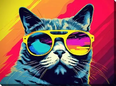 Картина маслом Кот в солнечных очках в стиле арт №3