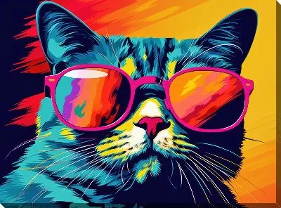 Картина маслом Кот в солнечных очках в стиле арт №5