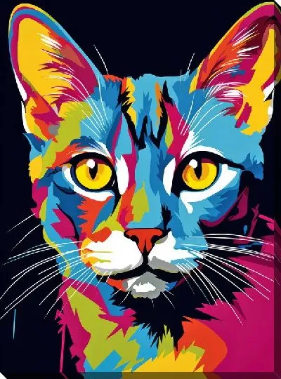 Картина маслом Кошка в стиле арт №105