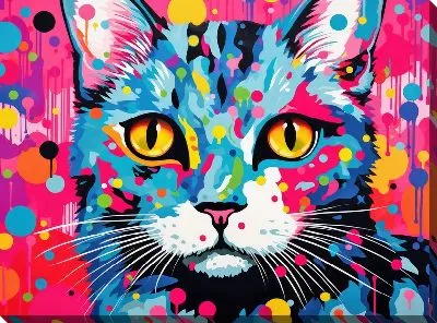 Картина маслом Кошка в стиле арт №106