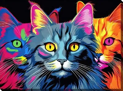 Картина маслом Кошка в стиле арт №107