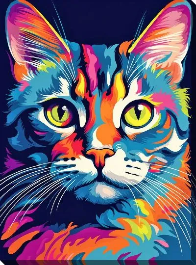 Картина маслом Кошка в стиле арт №108