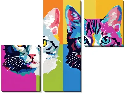 Модульная картина Кошка в стиле арт №109