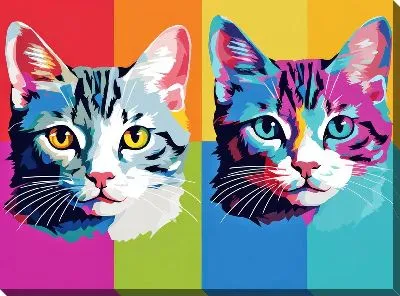 Картина маслом Кошка в стиле арт №109