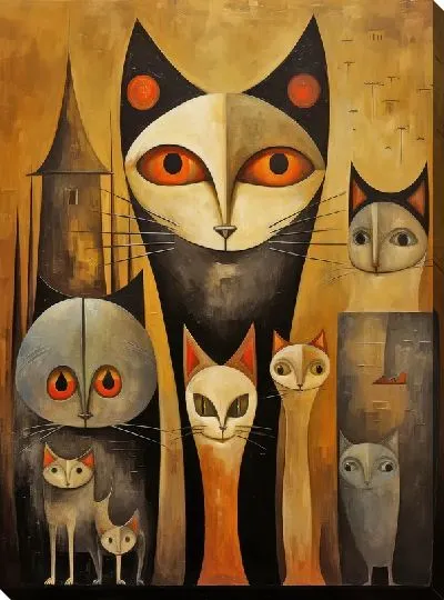Картина маслом Кошки в стиле арт №110