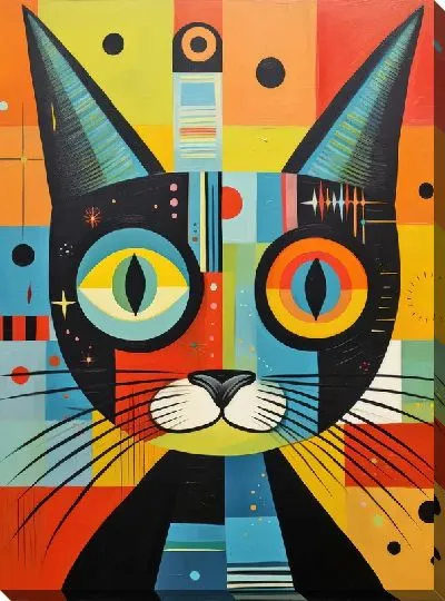 Картина маслом Кошка в стиле арт №111
