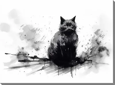 Картина маслом Кот в стиле рисунка №1