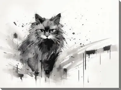 Картина маслом Кот в стиле рисунка №2