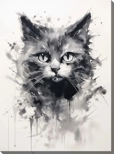 Картина маслом Кот в стиле рисунка №5