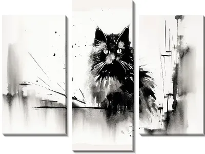 Модульная картина Кот в стиле рисунка №7