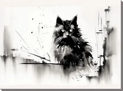 Картина маслом Кот в стиле рисунка №7