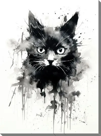 Картина маслом Кот в стиле рисунка №8