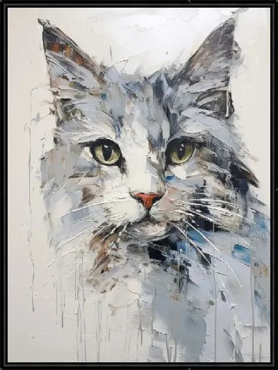 Картина Серая кошка в стиле мастихин