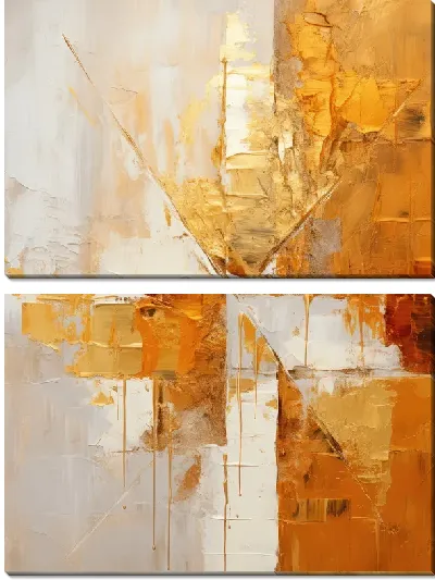 Модульная картина Фактура золотых мазков №4