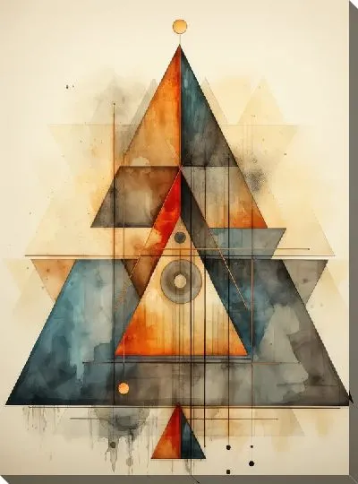 Картина маслом Треугольники винтаж №88