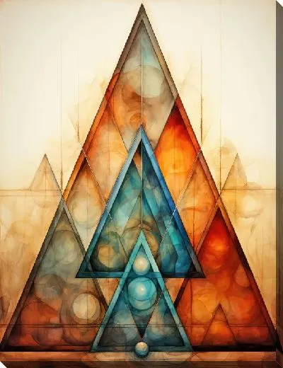 Картина маслом Треугольники винтаж №90