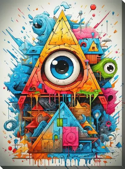 Картина маслом Треугольники и глаза №93