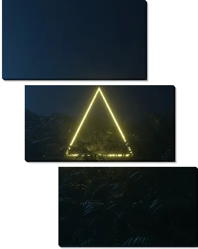 Модульная картина Неоновый треугольник в темноте