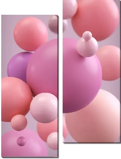 Модульная картина Объёмные розовые круги