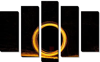 Модульная картина Неоновый желтый круг