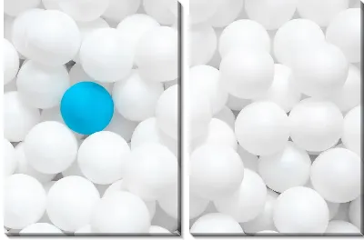 Модульная картина Синий круг и белые круги