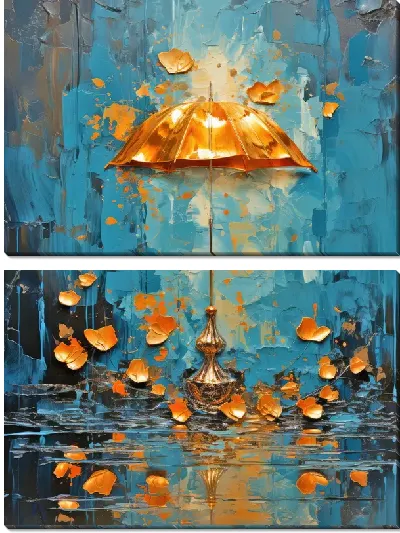 Модульная картина Золотой зонтик