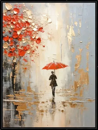 Картина Прогулка под красным зонтом