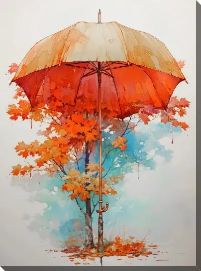 Картина маслом Зонт в стиле арт №1