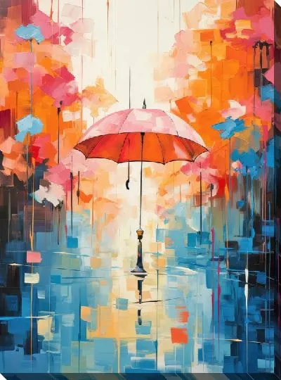 Картина маслом Зонт в стиле арт №10