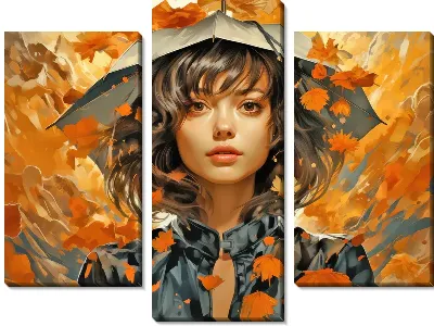 Модульная картина Девушка под зонтом №1