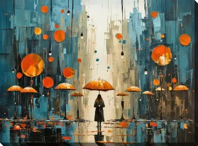 Картина маслом Девушка под оранжевым зонтом