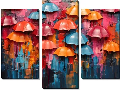 Модульная картина Зонты в стиле арт №43