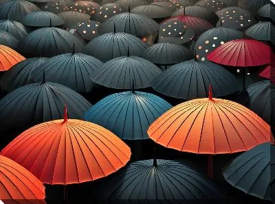 Картина маслом Зонты в стиле арт №44