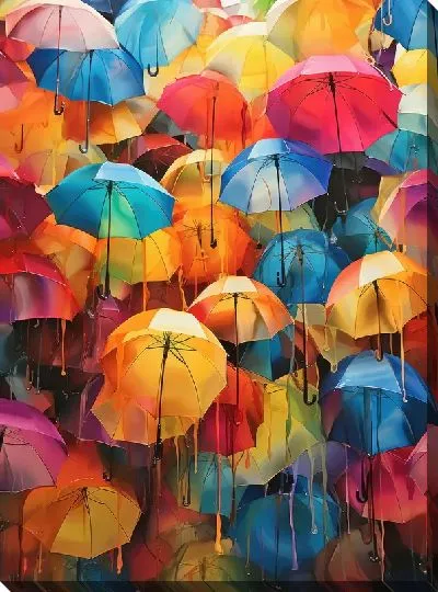 Картина маслом Зонты в стиле арт №45