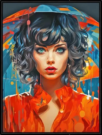 Картина Девушка си яркий зонт