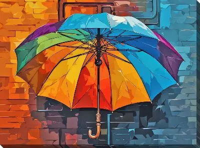 Картина маслом Зонт в стиле арт №46