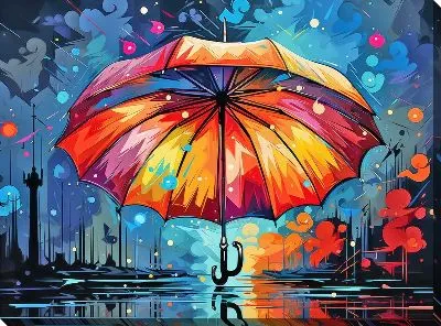 Картина маслом Зонт в стиле арт №48