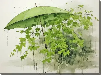 Картина маслом Зонт в стиле арт №51